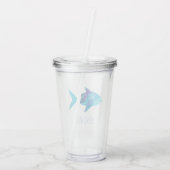 Onder het Zee Ocean Red Waterverf Blue Fish Acryl Drinkbeker (Achterkant)