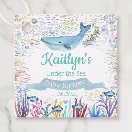 Onder het Zee | Ocean Thed Baby shower Bedankjes Labels (Voorkant)