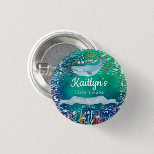Onder het Zee   Ocean Thed Baby shower Ronde Button 3,2 Cm