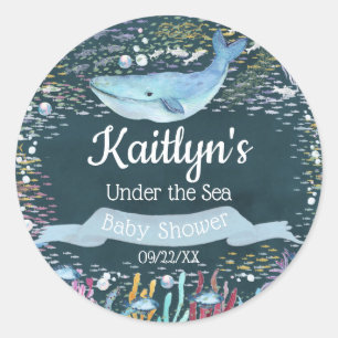 Onder het Zee   Ocean Thed Baby shower Ronde Sticker