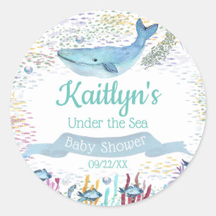 Onder het Zee Ocean Thed Baby shower Ronde Sticker