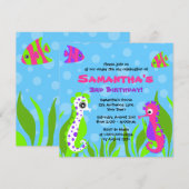 Onder het Zee Ocean Thmed Kids Birthday Party Kaart (Voorkant / Achterkant)