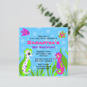 Onder het Zee Ocean Thmed Kids Birthday Party Kaart (Staand voorkant)