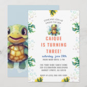Onder het Zee Ocean Turtle Boys Verjaardagsfeest Kaart (Voorkant / Achterkant)