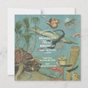 Onder het Zee Ocean Zee Animal retro Birthday Magnetische Uitnodiging