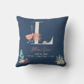 Onder het Zee Octopus Alfabet Letter L Geboortesta Kussen (Achterkant)