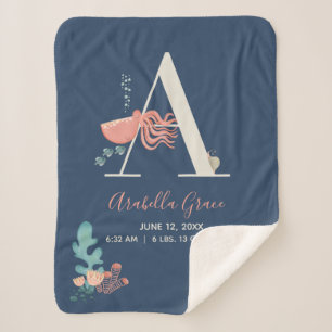 Onder het Zee Octopus Alphabet Letter A Baby Sherpa Deken