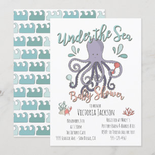 Onder het Zee Octopus Baby shower Kaart