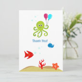 Onder het Zee Octopus Boy Birthday Bedankkaart (Staand voorkant)