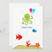 Onder het Zee Octopus Boy Birthday Bedankkaart (Voorkant / Achterkant)