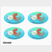 Onder het Zee Octopus met Bubble verjaardagsfeest Ovale Sticker (Vel)