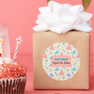 Onder het Zee Octopus Zee Horse Whale Starfish Ronde Sticker