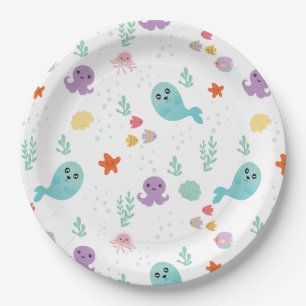 Onder het Zee Paars Baby shower viswater Papieren Bordje