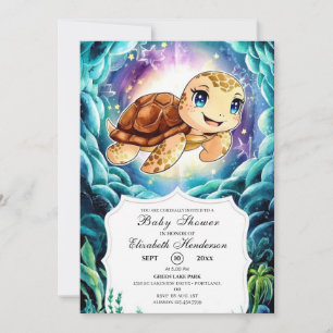 Onder het Zee Pastel Turtle Baby shower Kaart