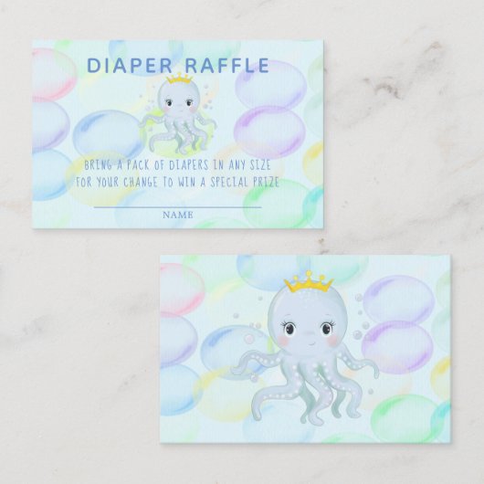 Onder het Zee Prins Octopus Diaper Raffle Visitekaartje (Voorkant / Achterkant)