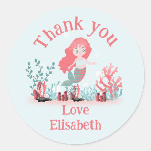 Onder het Zee Prinses Zeemeermin Verjaardag Ronde Sticker