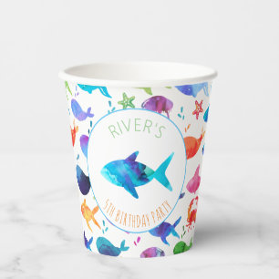 Onder het Zee Rainbow Fish Birthday Baby shower Papieren Bekers