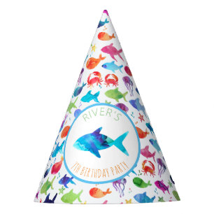 Onder het Zee Rainbow Waterverf Fish Birthday Feesthoedjes