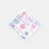 Onder het Zee! Roze Oceaan Meisje 3e Verjaardag Servet (Hoek)