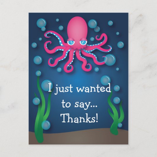 Onder het Zee Roze Octopus Dank U Briefkaart (Voorkant)