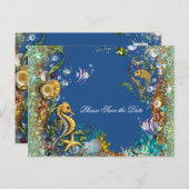 Onder het Zee Save the Date Aankondigingskaart (Voorkant / Achterkant)