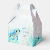 Onder het zee schattig schildpad aqua blauw baby s bedankdoosjes (Voorkant Zijde)