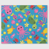 Onder het Zee Schattige 1st Birthday Wrapping Pape Cadeaupapier (Vlak)