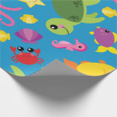 Onder het Zee Schattige 1st Birthday Wrapping Pape Cadeaupapier (Hoek)