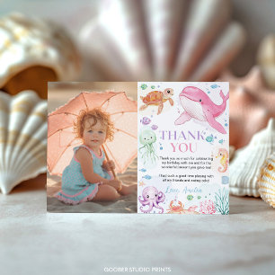 Onder het Zee Schattige Ocean Animals Birthday Pho Bedankkaart