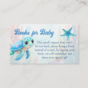 Onder het zee schattige schildpad aqua blauw boek  informatiekaartje