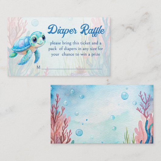 Onder het zee schattige schildpad aqua blue luier informatiekaartje (Voorkant / Achterkant)