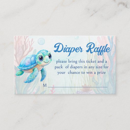 Onder het zee schattige schildpad aqua blue luier  informatiekaartje (Voorkant)