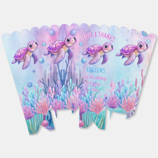 Onder het zee schattige schildpad roze paarse verj bedankdoosjes (Ongevouwen)
