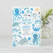 Onder het Zee Schattige Zee Creatures Birthday Par Kaart (Staand voorkant)