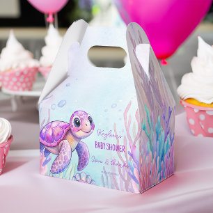 Onder het zee schildpad paarse baby shower meisjes bedankdoosjes