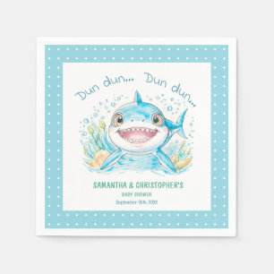 Onder het Zee Shark Blue Boy Baby shower Servet