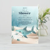 Onder het Zee Shark Waterverf Baby shower Kaart (Staand voorkant)