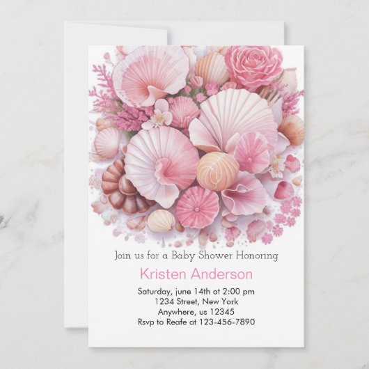 Onder het Zee Shell Celebration Girl Baby shower Kaart (Voorkant)