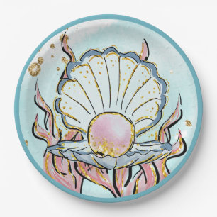 Onder het Zee Shell Mermaid Birthday Party Papieren Bordje