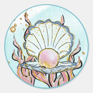Onder het Zee Shell Mermaid Birthday Party Ronde Sticker