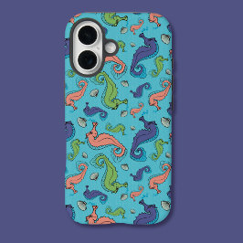 Onder het Zee - Speelse zeepaardje en Shell Patter iPhone 16 Hoesje