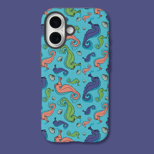 Onder het Zee - Speelse zeepaardje en Shell Patter iPhone 16 Hoesje