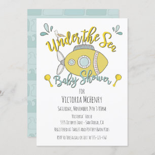 Onder het Zee Submarine Baby Shower Invitations Kaart