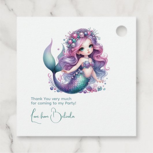 Onder het Zee Thema Schattigee Zeemeermin Verjaard Bedankjes Labels (Achterkant)