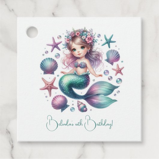 Onder het Zee Thema Schattigee Zeemeermin Verjaard Bedankjes Labels (Voorkant)