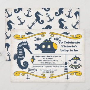 Onder het Zee Ticket Nautical Baby shower Kaart