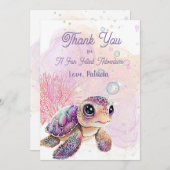 Onder het Zee, Turtle 5th Birthday, Bedankkaart (Voorkant / Achterkant)