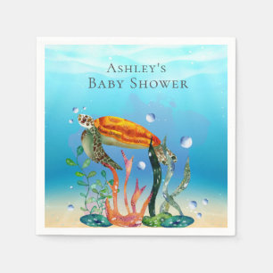 Onder het Zee "Turtle Aquatic planten Paper Napkin Servet