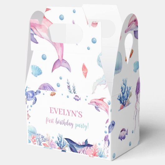 Onder het Zee Turtle Dolphin Birthday Favor Box Bedankdoosjes (Geopend)