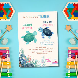 Onder het Zee Turtle Ocean Joint Birthday Kaart